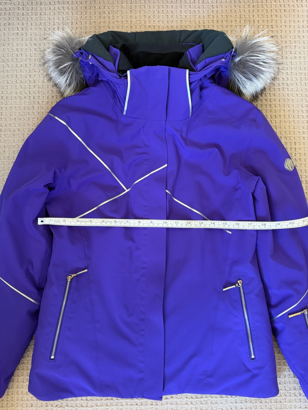 Sunice Purple Insulated Ski Jacket w/ Real Silver Fox Fur Hood | Size 8 / M - Picture 5 of 8